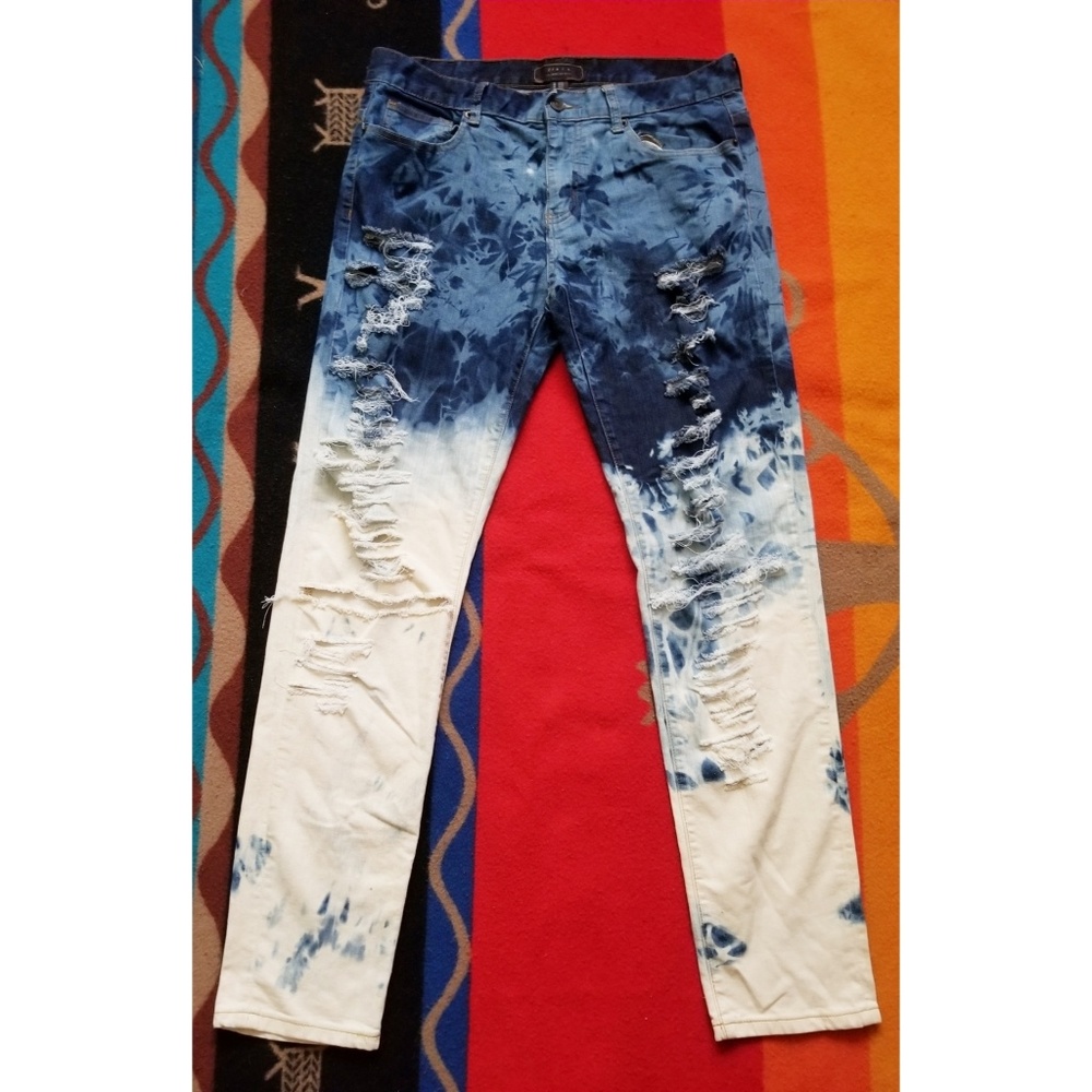 2/Men Acid Wash Distressed Jeans